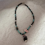 Daiiibabyyy  Fashionable Spotted Dog Kitten Fish Pendant, Contrast Beaded Y2k Clavicle Chain, Suitable For Girls' Party Jewelry