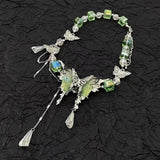 Daiiibabyyy  Fairy green crystal butterfly necklace female choker necklace clavicle chain