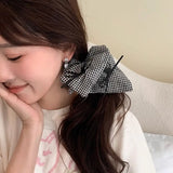 Daiiibabyyy  Fashion Trendy Lattice Bow Hair Rope High Elastic Sweet Scrunchies Cute Elegant Korean Style Hair Ring