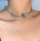 Daiiibabyyy  Butterfly Pendant Necklace Y2K Luxury Personality Party Sexy Girl Clavicle Chain Jewelry Gift Accessories