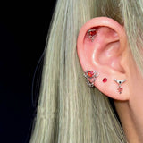 DAIIIBABYYY  -  1PC Heart CZ Devil Helix Piercing Cartilage Babell Wine red Zirconia Flat Piercing Earing Body Piercing Jewelry for Women 0.8mm