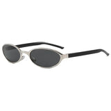 Daiiibabyyy  Women Y2K Cat Eye Old Money Style Sunglasses Small Frame Oval Sunglasses UV Resistant UV400 High-end Metal Narrow Frame