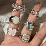Daiiibabyyy Geometric Adjustable Rings for Women Korean Style Fashion Couple Ring Party Gifts Bridal Jewelry Accessories Wholesale