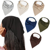 Daiiibabyyy  New Fashion Bohemian Solid Color Hair Scrafs Turban Headband Sweet Cotton Headscarf Triangle Bandanas For Women Hair Accessories