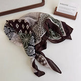 Daiiibabyyy  Bohemia Silk Hair Scarf Headband Women's Korean Printing Cotton Linen Scarf Decorative Scarf Headscarf Headwear