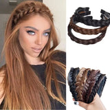 Daiiibabyyy Fashion Fishbone Braid Lazy Wig Twist Hair Bands for Women Luxury Designer Non-slip Braided Wigs Headband Hair Accessories