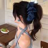 Daiiibabyyy  Blue Shark Clip Denim Heavy Cloth Hairpin Female Elegant Temperament Fashion Female Hairpin Hair Accessories