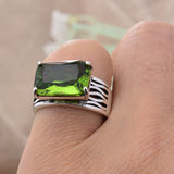 DAIIIBABYYY  -  New Arrival Trendy Natural Green Crystal Thai Silver Ladies Ring Jewelry For Women Wedding Gifts