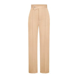 Daiiibabyyy  Women Pants High Waist Straight Trousers Cotton Wrinkle Free Wide Leg Pants Solid Color Beige Black Green Lilac Rust Pants