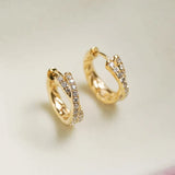 Daiiibabyyy  Sterling Silver Lines Crossing Zircon Stud Earrings for Women Party Fine Jewelry Light Luxury Accessories