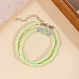 DAIIIBABYYY  -  Colorful Resin Butterfly Pendant Necklace Delicate Sweet Versatile Trendy Beaded Chain Daily Casual Accessories Gift Wholesale