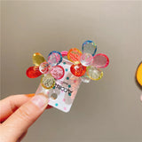 Daiiibabyyy  Children's Hair Accessory Bright Flowers Double-headed Rubber Bands Ponytail Hair Tie Blue Color Funny Cute Kawaii Girl Hair Tie