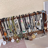DAIIIBABYYY  -  National Style Color Beads Butterflies Necklace Female Temperament Thin Rope Collarbone Chain Adjustable Chain Jewelry