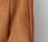 Daiiibabyyy  Autumn Winter High Waist Suede Faux Leather Mini Skirt Women Back Zipper A-line Short Skater Party Femme Camel Black
