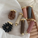 DAIIIBABYYY  -  Elastic Telephone Line Hair Rope Vintage Japanese Style Headdress Spiral Hair Rope Hair Tie Hair Accessories Hair Ring Party