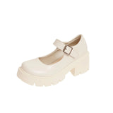 Daiiibabyyy  New Women's Round Toe Chunky Platform Mid Heel Pumps Low Cut Buckle Strap Casual Fashion Shoes for Plus Size High Heels