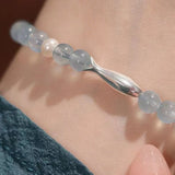 Daiiibabyyy  Fish Crystal Pearl Bracelet for Women Exquisite Chinese Style Beaded Pendent Bracelet Retro Simple Casual Versatile Jewelry Gift
