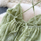 DAIIIBABYYY  -  Elegant V-neck Straps Vintage Sleeveless Chic Asymmetrical Ruffles Backless Slim Dresses French Vacation Women Fashion Clothing