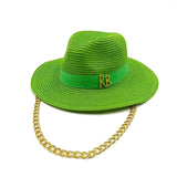 Daiiibabyyy  Summer straw hat 100% paper green ladies summer beach sun protection flat top straw hat шляпа женская летняя