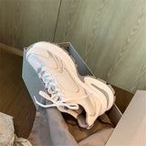 DAIIIBABYYY   -  Super fire leather thick sole increase daddy shoes spring/summer new mesh breathable running shoes women's casual sports sh