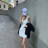 DAIIIBABYYY  -  Sexy Black Mini Dress Women Streetwear Square Collar Sundress Korean White Bodycon One Pieces Dresses Summer Vestidos New