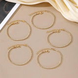 DAIIIBABYYY  -  5Pcs/Set Bohemian Full Rhinestone Bracelet for Women Men Luxury Shiny Zircon Adjustable Bracelet Party Female Jewelry