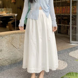 DAIIIBABYYY  -  Fresh and Fashionable Lace Lace Splicing Half Skirt Summer New Versatile Loose High Waist Long Skirt