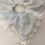 Daiiibabyyy Bule Lace Floral Hair Scrunchies Hair Rope Fragmented Flowers Ponytail Holder Head Rope Hair Accessories For Women Girls