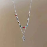 DAIIIBABYYY  -  Kpop Trendy Y2K Colorful Geometry Crystal Star Pendant Necklace Women Egirl Punk Grunge Charms EMO Jewelry Accessories