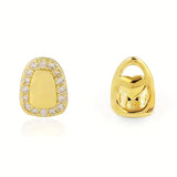 Daiiibabyyy  2Pcs Heart-Shaped Wrapped Teeth Grillz - Hip Hop Style, 14K Gold Plated Copper with Synthetic Zirconia, Perfect for Halloween