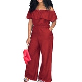 DAIIIBABYYY  -  Plus Size Shawl Sleeve Romper Women Jumpsuit Bodysuit Fashion Solid Wide Leg Pant Jumpsuit Overalls Wholesale Dropshipping