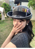 DAIIIBABYYY  -  Cute Bear Cowboy Hats Women Japanese Drawstring Bucket Hat Spring and Summer Outdoor Sunscreen Camping Mountaineering Sun Cap