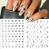 Laser Stars Nail Sticker 5D Realistic Silver Glitter Shiny Self Adheisve Y2K Style Decals Manicure Charms Nail Art Accessories