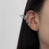 DAIIIBABYYY  -  Silver Color Liquid Butterfly Clip Earring for Women Elegant Shiny Crystal No Piercing Fake Cartilage Ear Cuff Jewelry Gift