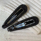 Daiiibabyyy  2PCs Black Rhinestone Hair Clips,Sparkly Crystal Hairpins,Hair Accessories for Women, Trendy Shiny Barrettes for Party Daily Use