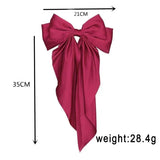 Daiiibabyyy Fashion Chiffon Bow Hair Clip Women Large Bowknot Stain Hairpin Barrettes Girls Solid Color Ponytail Clip Hair Accessories Gift