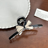 DAIIIBABYYY  -  New Creative Design Geometric Black And White Color Bowknot Hollow Hair Clip Retro Acetate High Ponytail Shark Clip