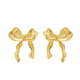 DAIIIBABYYY  -  Korean Fashion Ribbon Bow-knot Earrings for Women Cute Bow Metal Stud Earring Girls Charm Wedding Party Jewelry Gift