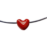 Daiiibabyyy  Korean Simple Stainless Steel Red Heart Pendant Black Wax Cord Adjustable Long Necklace for Women Retro Fashion Valentines Gifts