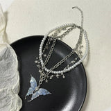 DAIIIBABYYY  -  Sweet and Cool Hot Girl Style Butterfly Tassel Pearl Necklace