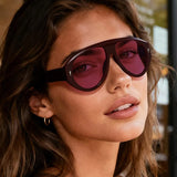 Daiiibabyyy  Fashion Retro Pilot Sunglasses for Women Leopard Blue Lens UV400 Shades Punk Trendy Frame Outdoor Sun Glasses for Men Women
