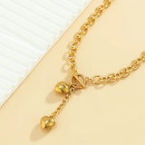 DAIIIBABYYY  -  Punk Heart Shaped Pendant Necklace Women's Fashion O-shaped Chain Buckle Necklace Sexy Chest Chain Body Jewelry Gift