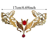 Daiiibabyyy  Fashion Vintage King Round Elves Crown Elegant Baroque Princess Diadems Leaf Leaves Punk Alloy Rhinestone Headdress Bridal Party