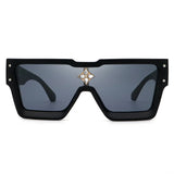 Daiiibabyyy New European and American Fashion Men's and Women's Large Frame Square Rhinestone Sunglasses