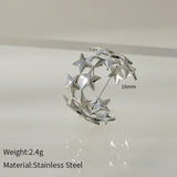 Daiiibabyyy  New Stainless Steel Double Layer Star Waterproof Rings for Women Gold Color Opened Star Rings Cute Wedding Jewelry Gifts