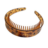 Daiiibabyyy  Leopard Print Wide Tooth Hair Headband Teeth for Women Non Slip Resin Hair Hoop Styling Hair Accessories for Thick Thin Hair