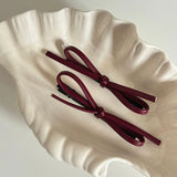 DAIIIBABYYY  -  Ankola red hairpin leather bow duckbill clip red side clip bangs hairpin hair accessories
