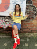 DAIIIBABYYY  -  American Retro Yellow Graphic T Shirts Korean Fashion 2000s Clothes Y2k Women's T-shirt Spring Autumn Tops Print Tees