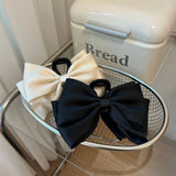 DAIIIBABYYY  -  Large Double sided Bow Clasp Clip Korean Fashion Hair Crab  Satin  Hair Shark Clip Back Head Spoon Hair Clip