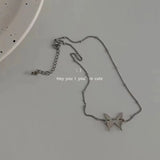 Daiiibabyyy  Simple Butterfly Pendant Necklace for Girls, Stainless Steel Chain